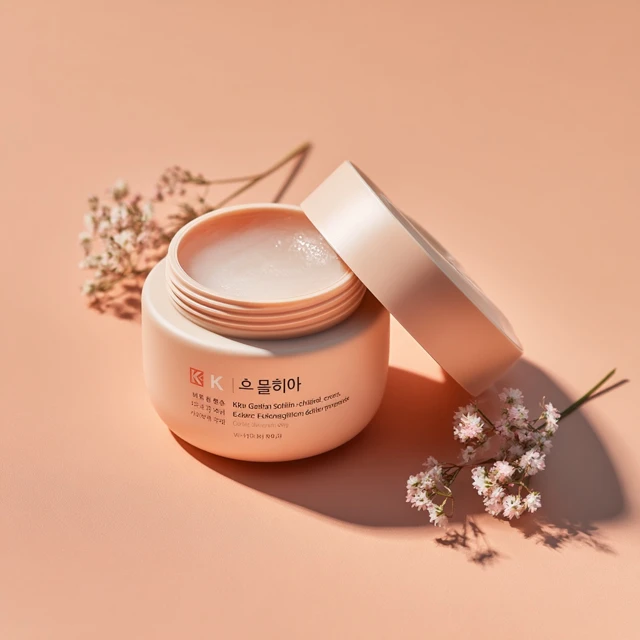 KBeauty Cosmetic Label Design Peach Toned Skincare Product