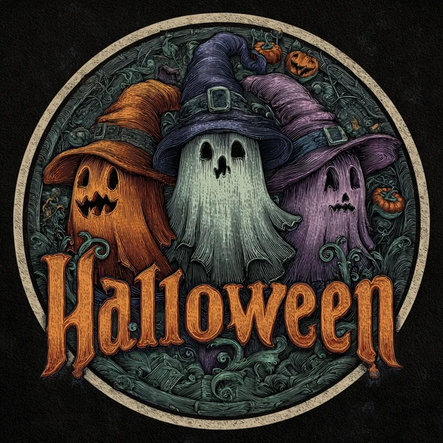 Halloween TShirt Design Gothic Ghosts and Pumpkins