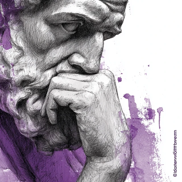The Thinker Rodins Sculpture Black and White Art