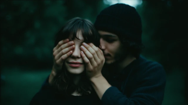Couple in Love Paris Park Romantic Cinematic Still