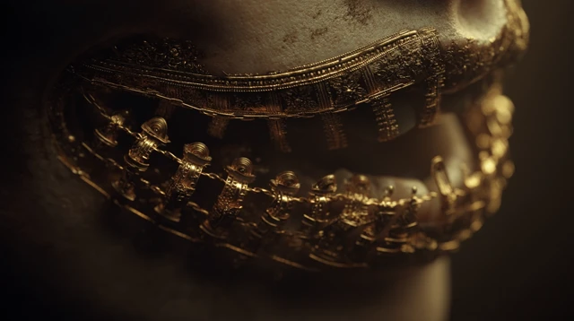 Ancient Egyptian Gold Dental Appliance CG Render