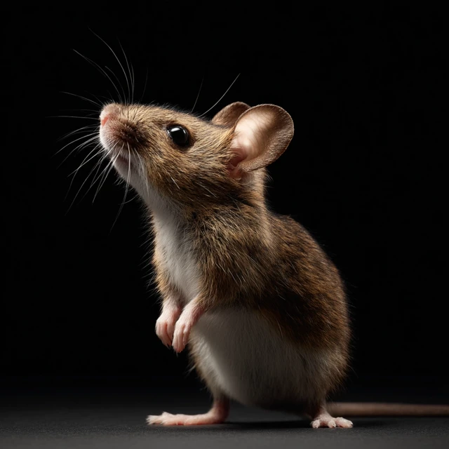 Mouse Standing On Hind Legs Black Background