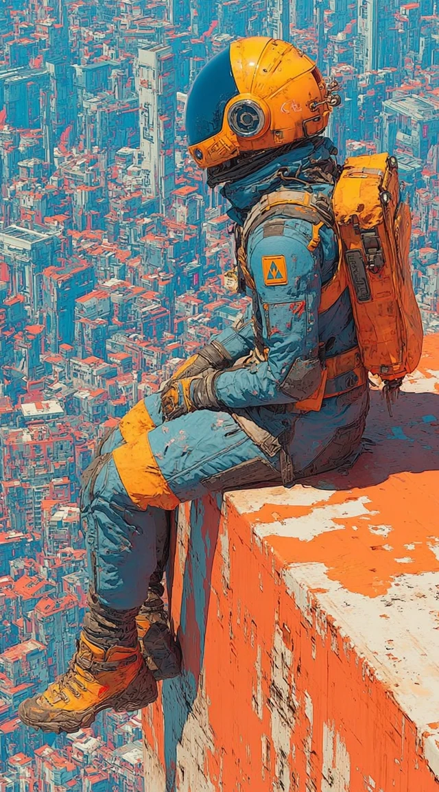 Cyberpunk Astronaut Earth View SciFi Art