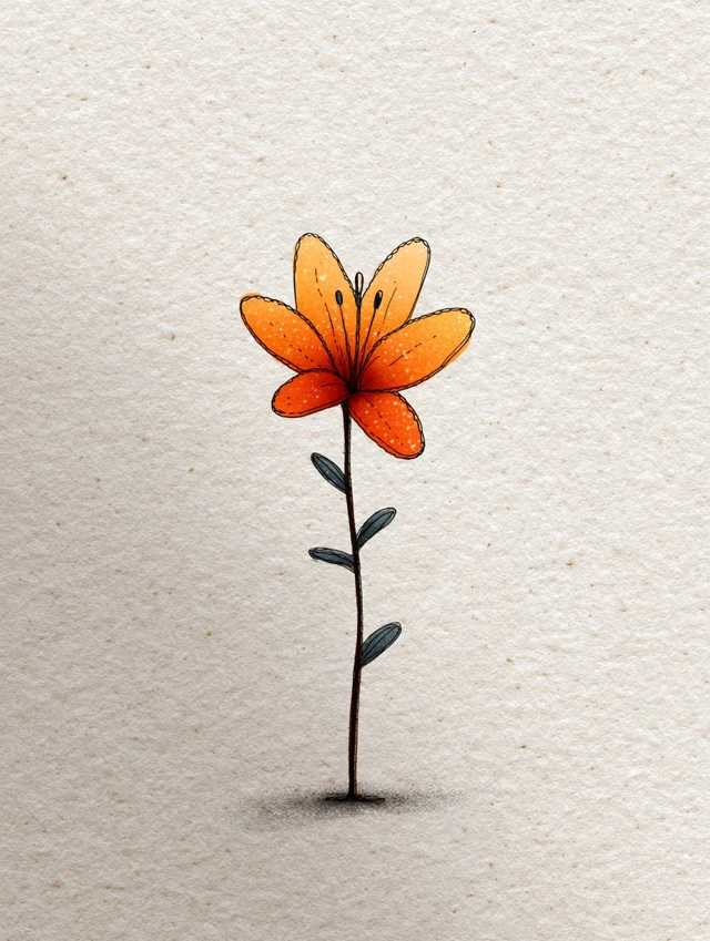 Minimalist Lily Doodle Simple Cartoon Illustration