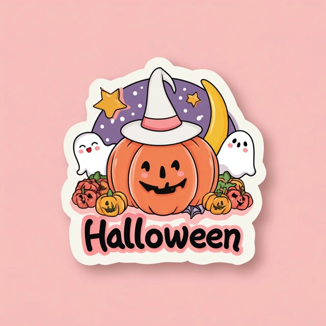 Cute Halloween Sticker Pumpkin Ghost