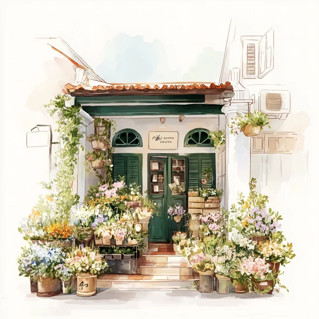 Penang Heritage Flower Shop Wedding Illustration