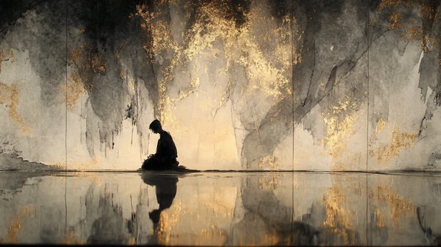 Chinese Figure in Void Painting