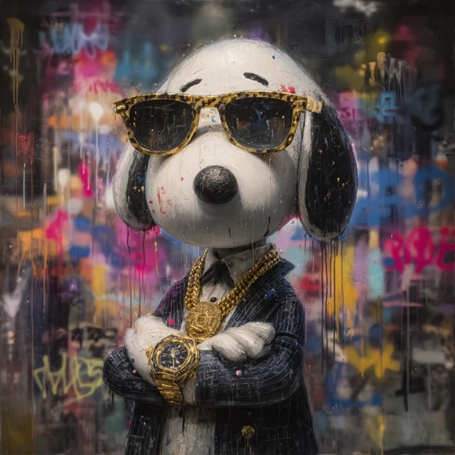 Snoopy in Gucci Suit and Rolex Graffiti Art