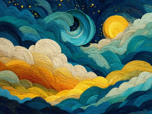 Van Gogh Inspired Swirling Sky Painting