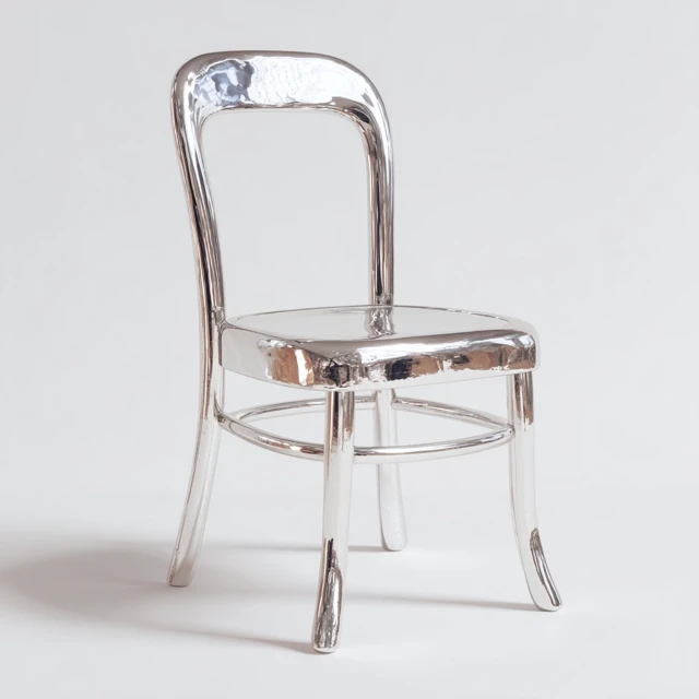 3D Silver Chair on White Background Modern Design