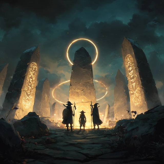 Elven Ritual Obelisks High Fantasy Scene