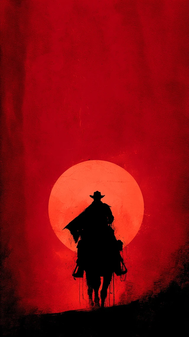 Dark Cowboy Rides Through Desert Night