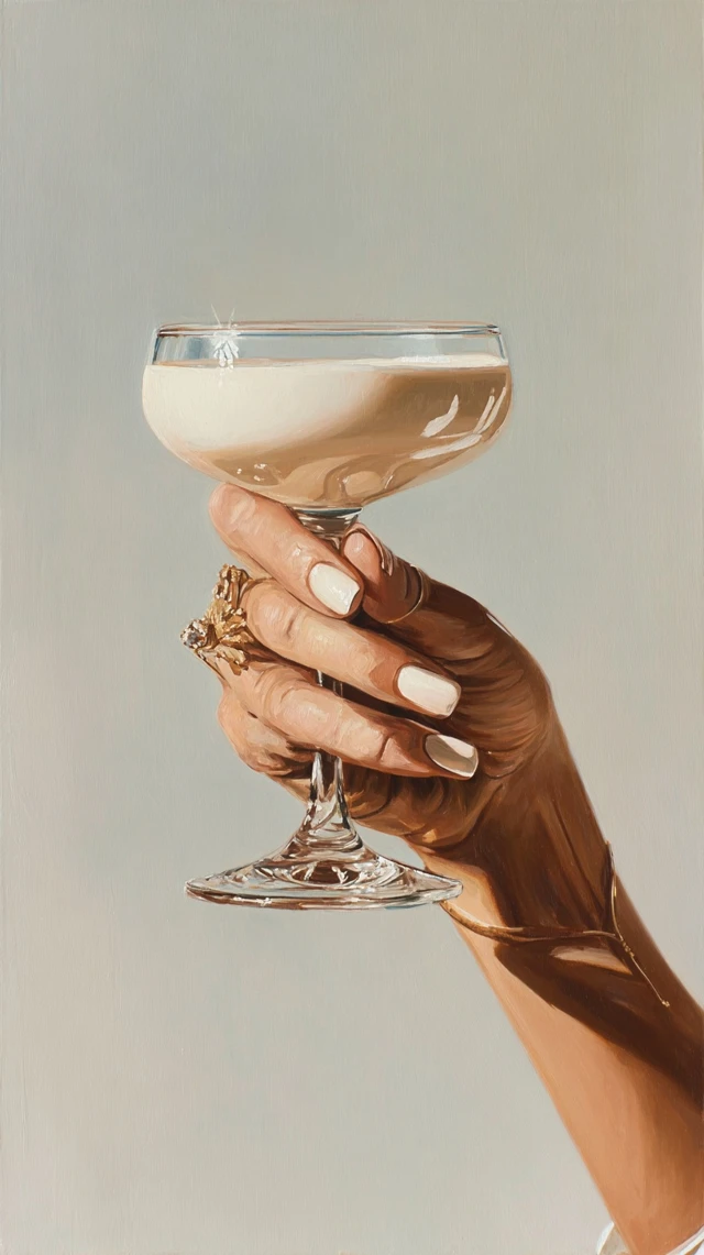 Hand Holding Espresso Martini Painting Art