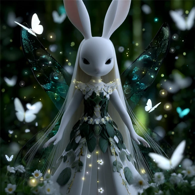 Rabbit Goddess in the Forest: Divine Fantasy Art