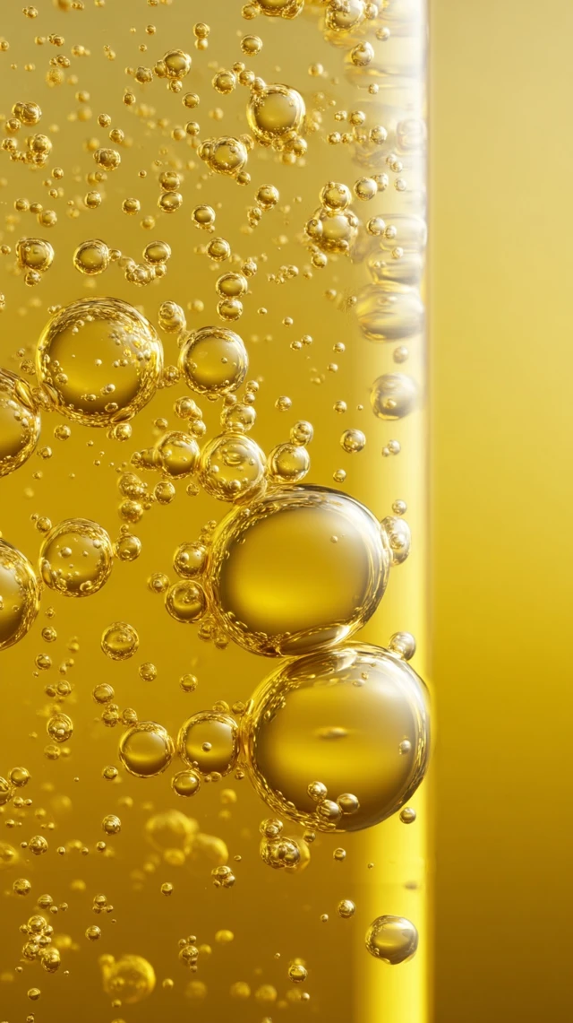 Yellow Essence Oil Bubbles Product Photography