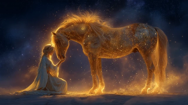 Angel and Cosmic Horse A Celestial Bond
