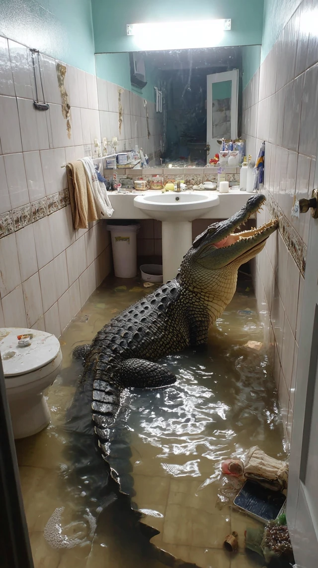 Crocodile in the Bathroom A Real Life Unexpected Visitor