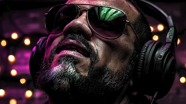 Club DJ Illustration Headphones and Sunglasses