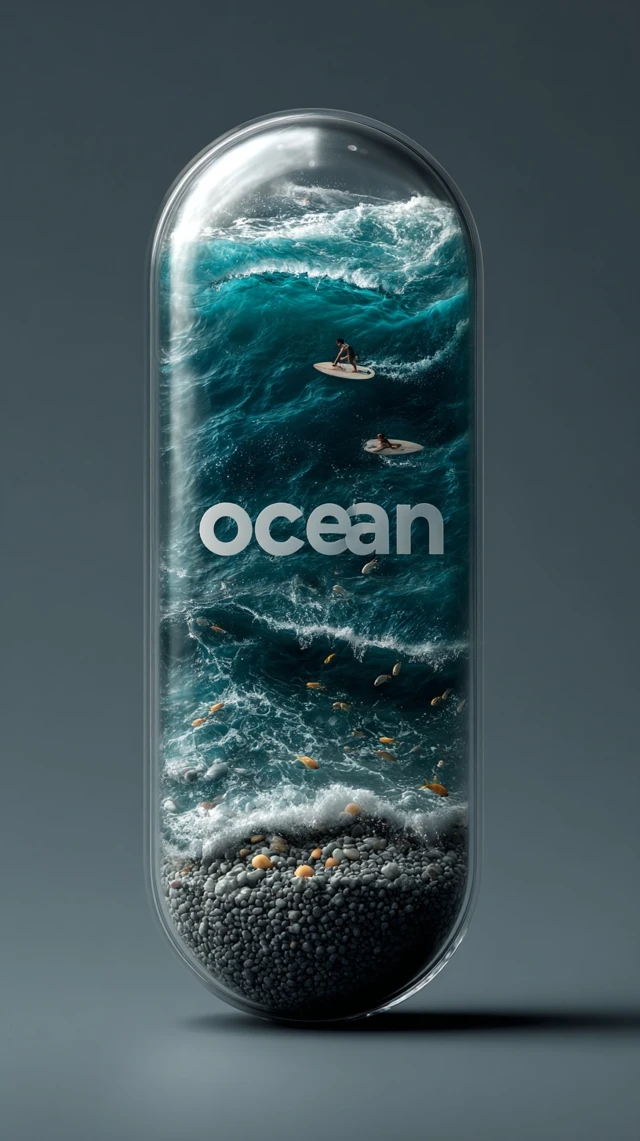Ocean in a Capsule Miniature Ocean Surfers Fish