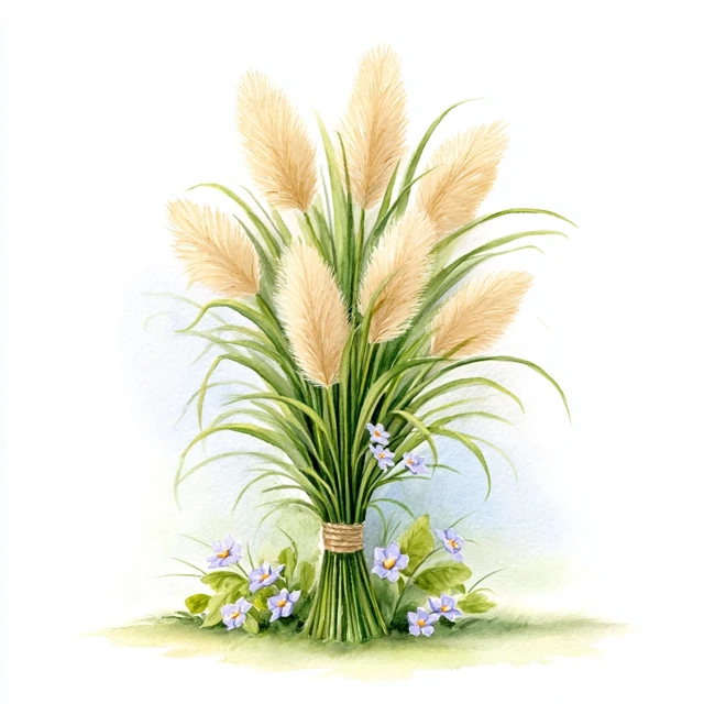 Watercolor Pampas Grass Bouquet Illustration
