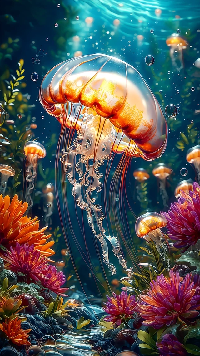 Underwater Jellyfish Paradise Beautiful Ocean Scene