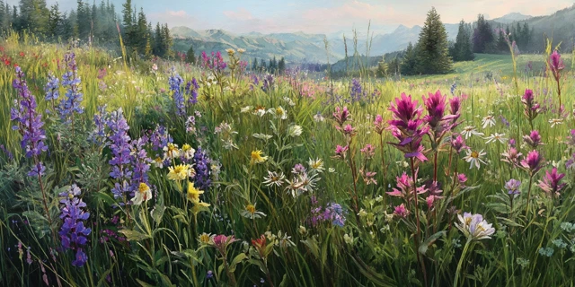 Idaho Wildflower Meadow Watercolor Painting