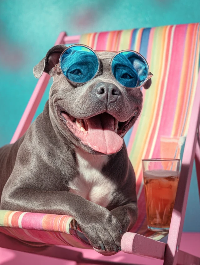 Pitbull Puppy Relaxing Beach Day Sunglasses Summer Fun