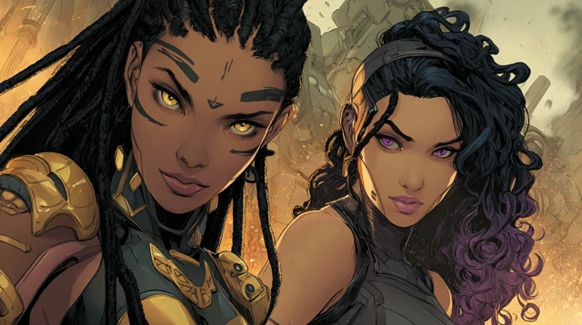 Female Heroes in Cyberpunk Battlefield Comic Art