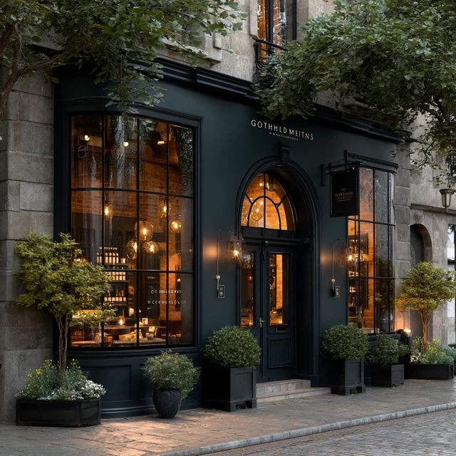 Modern Goldsmith Shop Facade Black Theme