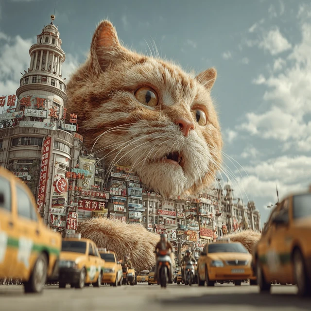 Giant Cat in Shanghai Surreal Photo