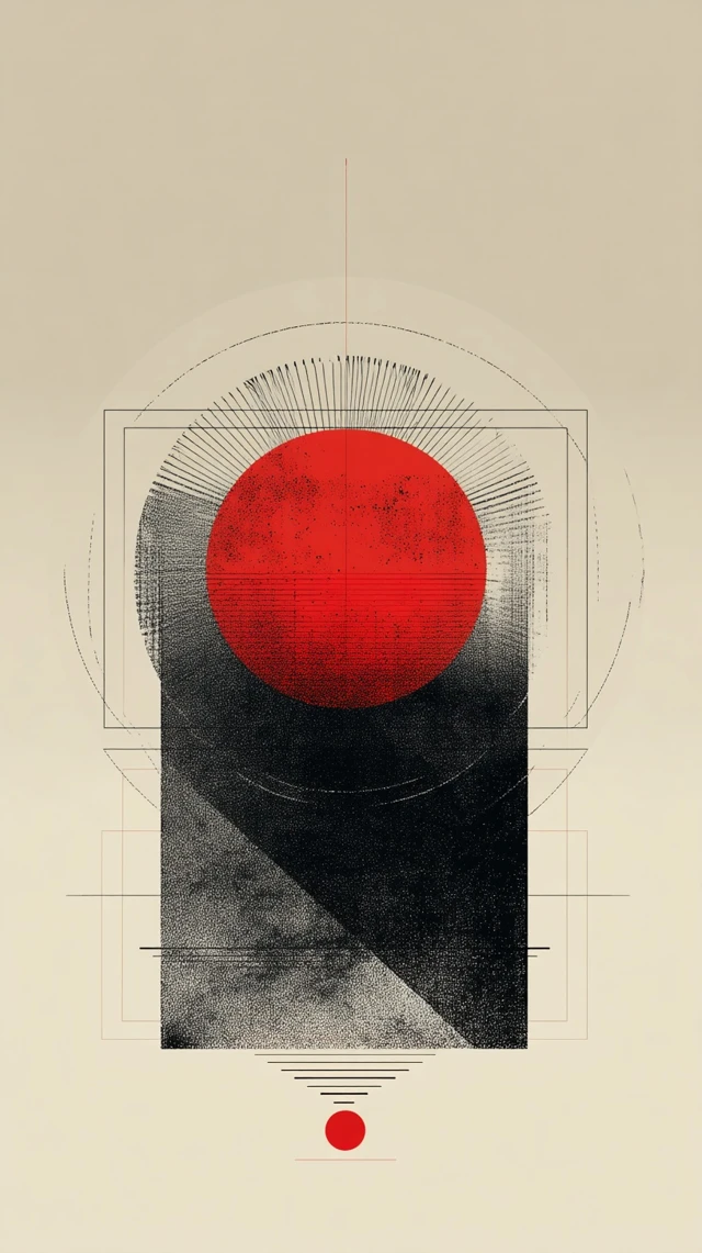 Minimalist Red Circle Geometry Drawing Poster