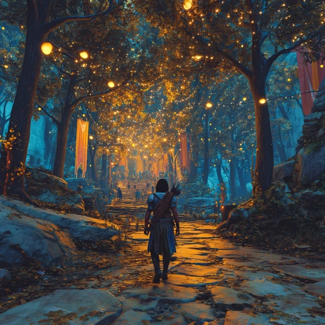Forest Path Academy Fantasy Illustration