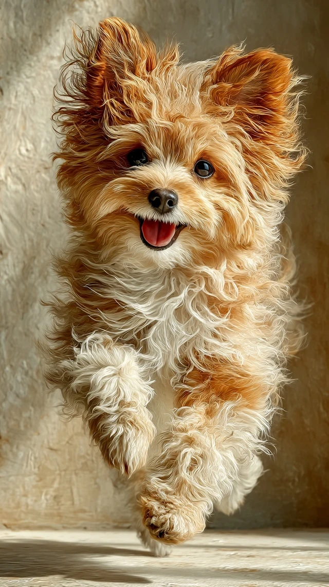 Cute Pomeranian Dog Running Toward You