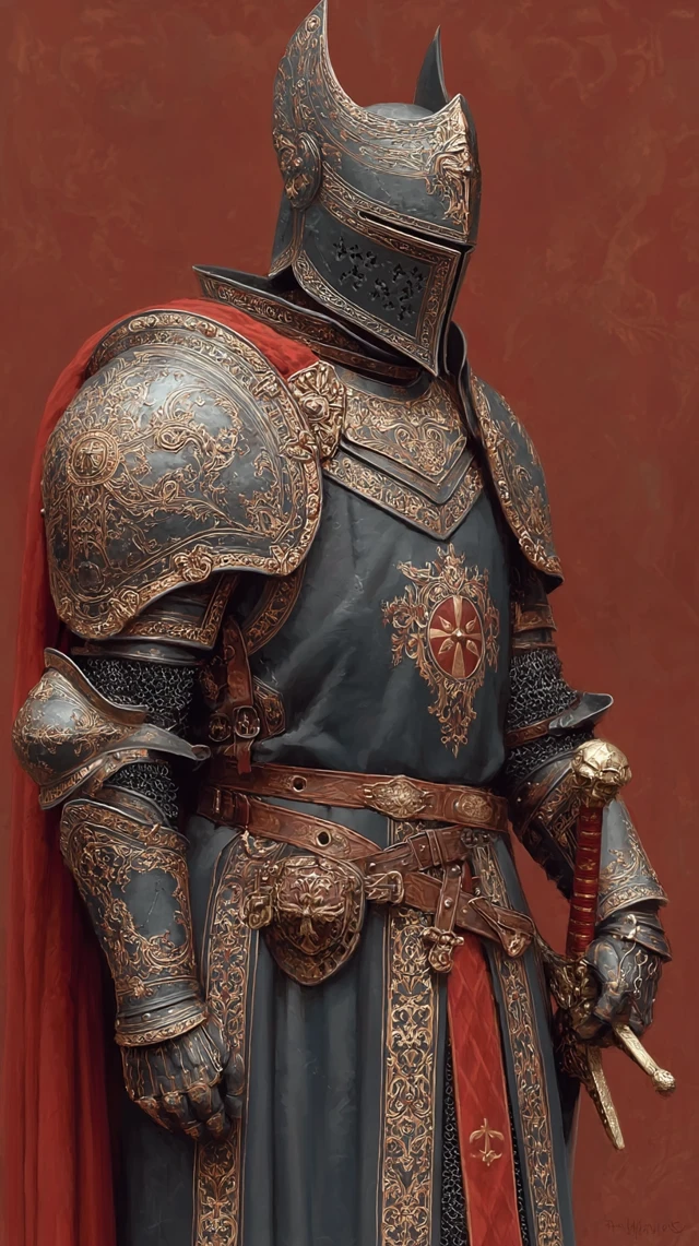 Dark Medieval Lord in Intricate Armor