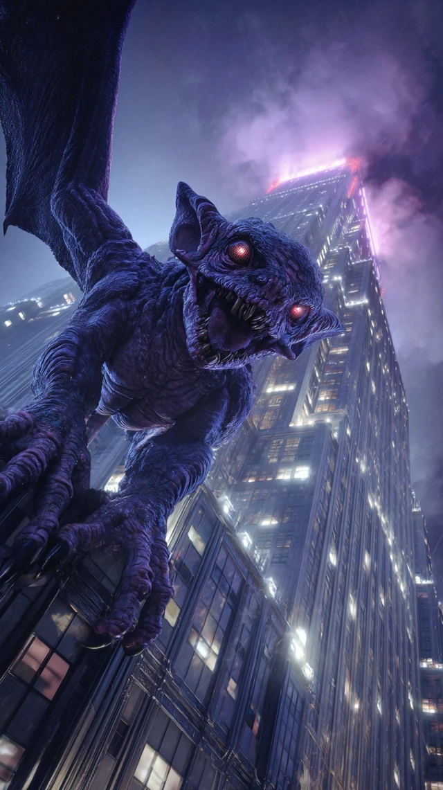 Monster Attacks Skyscraper Horror Scene