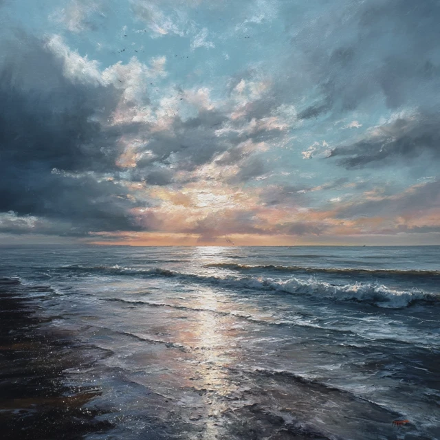 Coastal Storm Painting Scenic Landscape Art