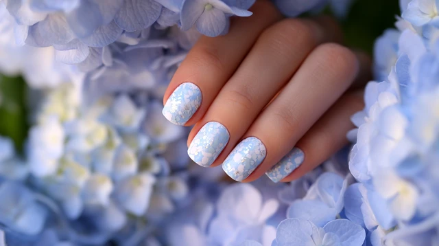 Floral Nail Art with Hydrangeas Delicate and Pretty