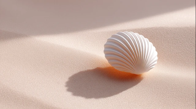 Seashell on Pastel Sand Minimalist Beach Concept