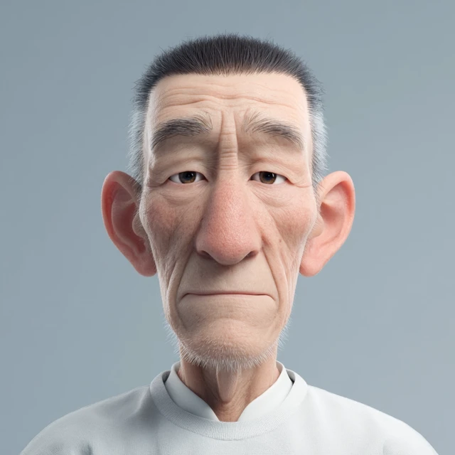 Anime Elderly Man 3D Game Character Portrait