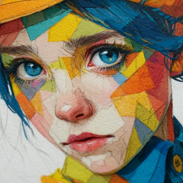Geometric Collage Face Portrait Art