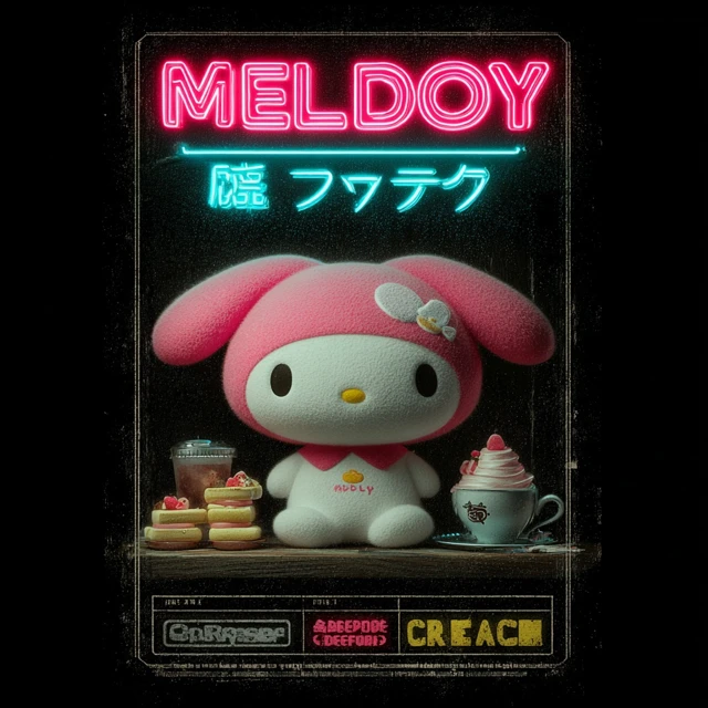 My Melody 3D Poster Neon Desserts Sanrio