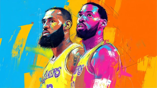 LA Lakers Colorful Sketch Art LeBron James