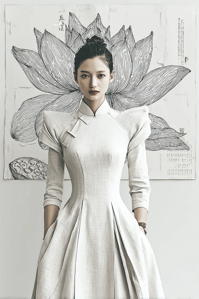 Elegant Ao Dai Vietnamese Traditional Fashion Art