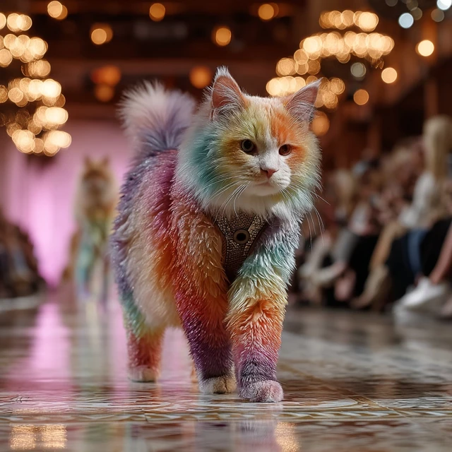 Rainbow Cat Runway Fashion
