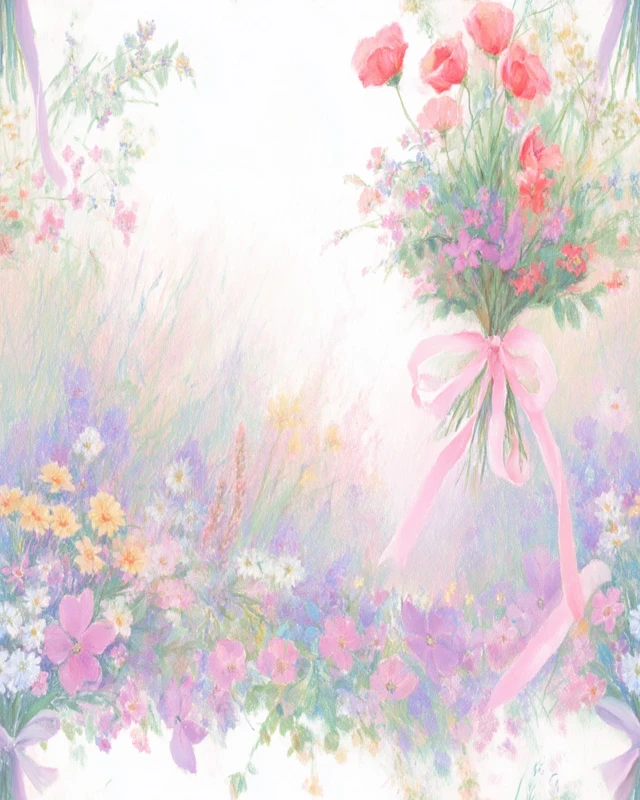 Wildflower Bouquet Watercolor Clipart Pastel Colors