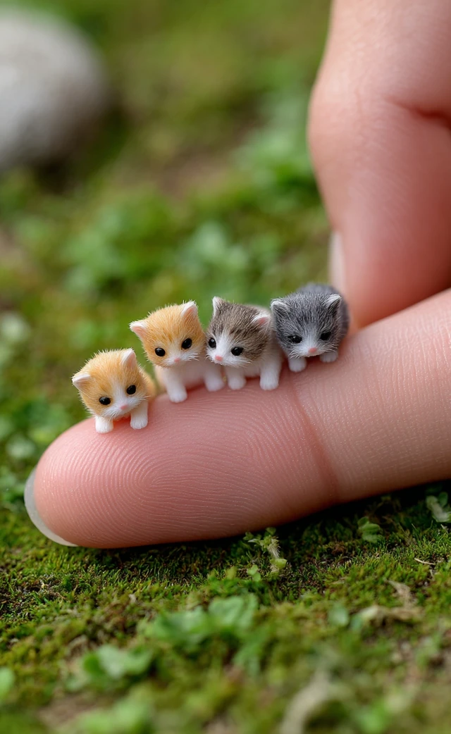 Miniature Kittens on a Finger Adorable Cat Photography