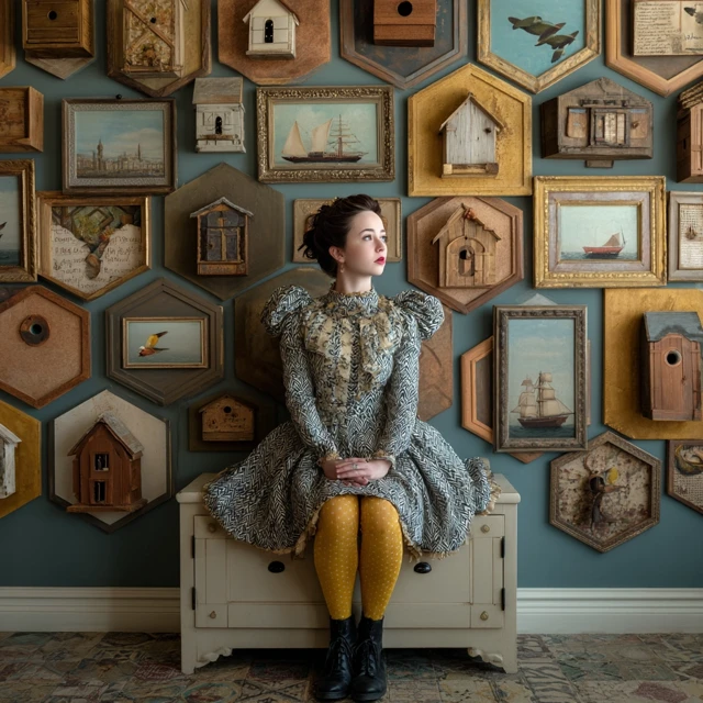 Girl in Quirky Fashion Bedroom Photography