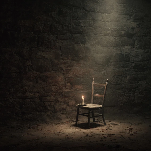 Empty Chair and Candle 1970s Album Cover Style