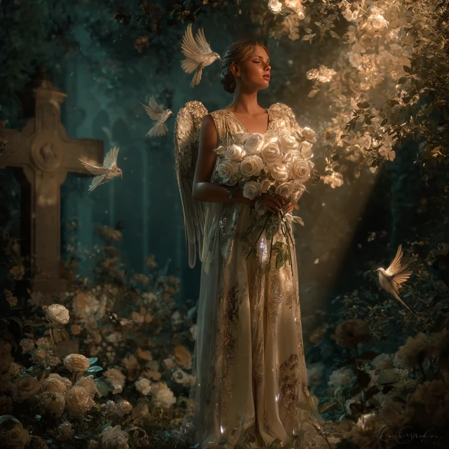 Angel in Enchanted Garden Cinematic Photography