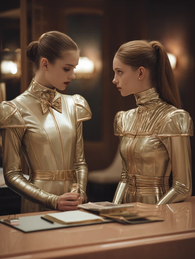 Elegant Hotel Receptionists: Wes Anderson Style